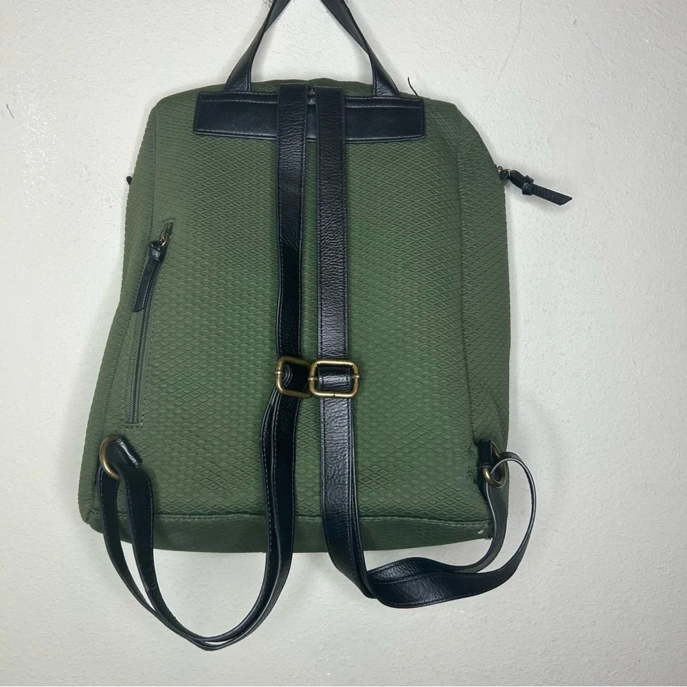 Elliott Lucca Olvera Neoprene Metro Backpack Diamond-Print Olive Green - Picture 4 of 8